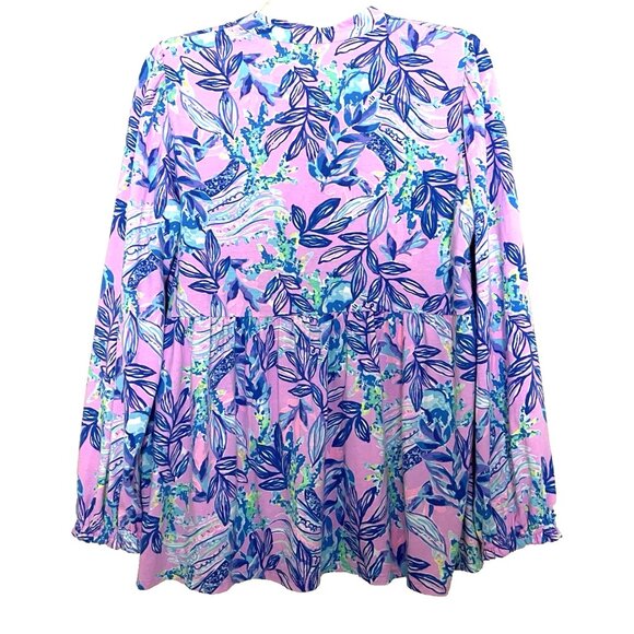 Lilly Pulitzer Winona Knit Tunic Top XL Lilac Rose Just a Lil Jelly Long Sleeves - Picture 3 of 11